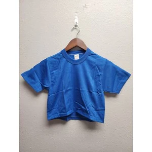80s Vintage Blue Cropped T-Shirt Sportswear Made in USA XS - Picture 1 of 8