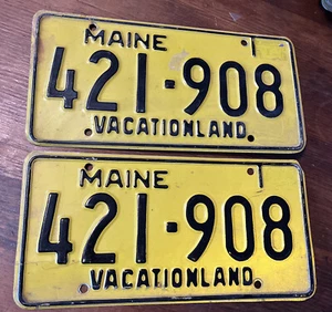 Maine License Plate Pair 421-908 1970’s Vacationland - Picture 1 of 6