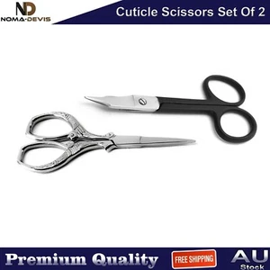 Cuticle Scissors Black &Silver Manicure Pedicure Nail Finger Trimmer Tools Shear - Picture 1 of 5