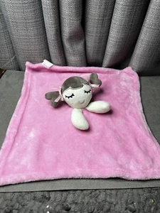 Forever Baby Pink Sleepy Eyes Doll Bows Satin Lovey Security Blanket Plush Toy - Picture 1 of 8