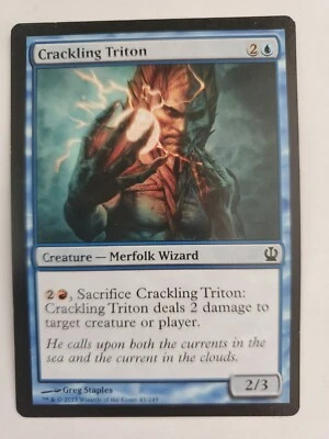 MTG Magic The Gathering Card Crackling TritonCreature Merfolk Wizard Blue Thero - Image 1 of 2
