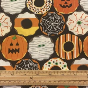 Fat Quarter Halloween Boolicious Spooky Doughnuts 100% Cotton Quilting Fabric - Picture 1 of 1
