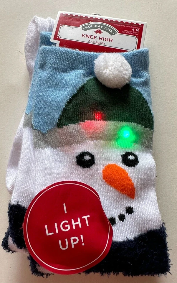 Meias femininas Holiday Time altura do joelho iluminado tamanho 4-10 meia Stuffer - Imagem 1 de 1
