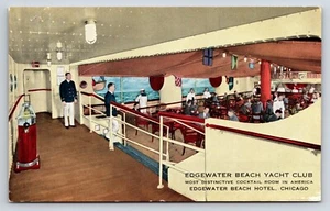 Postcard Chicago, Illinois Edgewater Beach Yacht Club Cocktail Room - Picture 1 of 2