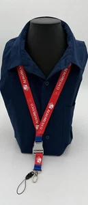 AeroMexico Airlines Aviation Lanyard, Seat Belt Buckle , Double Sided Blue Red - Picture 1 of 3