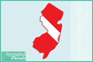 NEW JERSEY Shaped DIVE Flag Vinyl Decal Car Truck Sticker SCUBA Diving Decal - Picture 1 of 1