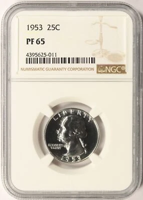 1953 25c Proof Washington Quarter NGC PF65 - Image 1 of 4