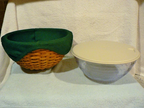 2002 LONGABERGER BREAD BASKET SERVING SOLUTIONS BOWL LID & GREEN LINER   9" Cover