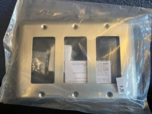 W17956-SN Stamped Triple GFCI Cover Plate Satin Nickel Finish - Picture 1 of 3