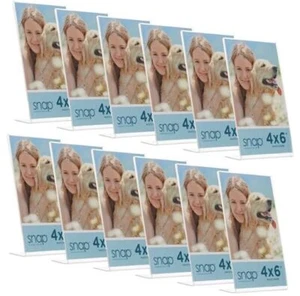 Set of 12  - 4"x6" Clear Acrylic Self Standing Photo Frames - Perfect 4" x 6" - Picture 1 of 7