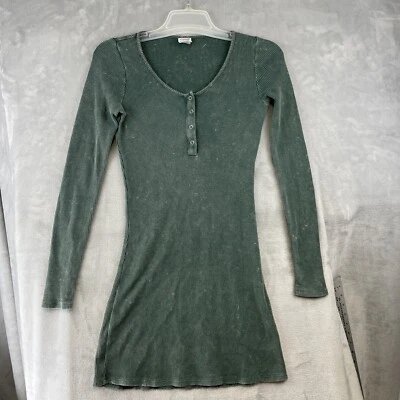 Victoria’s Secret PINK Dress Women's S Green Thermal L/S Henley Stretch Cotton - Image 1 of 4