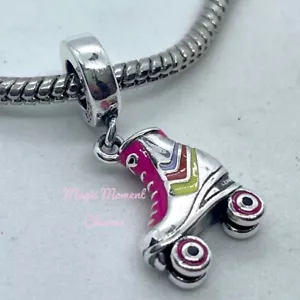 ROLLER SKATE European Charm & Gift Pouch - Sterling Silver S925 - Skater Retro - Picture 1 of 7