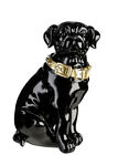 Casa Padrino Dekofigur Hund mit Halsband Schwarz glnzend / Gold  H. 16 cm