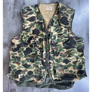 Vintage SafTBak Camo Shooting Vest Mens Large Hunting Game Pouch Shell Pockets - Picture 1 of 11