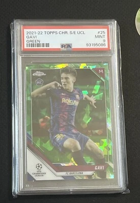 2021-22 Topps Chrome UCL Sapphire Edition - Green Refractor -Gavi /75 (RC) PSA 9 - Image 1 of 2