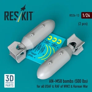 AN-M58 Bomben (500lbs) für alle USAF & RAF des WW2 & Koreakrieges 2 Stück 1:24 RS24-0013 - Bild 1 von 3
