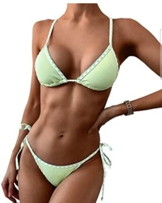 Sexy conjunto de bikini Zaful verde menta para mujer talla 8 ajustado triángulo parte inferior atada Foto 1 de 4