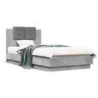 vidaXL Bed Frame with Headboard and LED Lights Concrete Grey 75x190 cm Small Sin