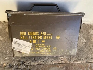 Ex British Military Metal Ammo Box Tin Storage 50 Cal Size 5.56mm Ball/tracers - Picture 1 of 5