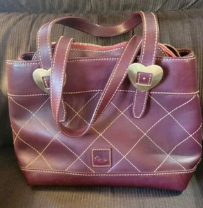 Dooney & Bourke Crimson Quilted Hearts Florentine Leather Shopper Tote Shoulder - Picture 1 of 20