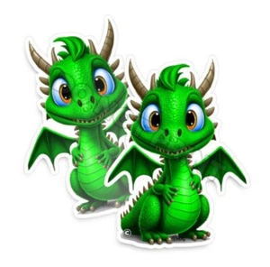 Adorable calcomanía de vinilo parachoques verde Baby Dragon Fantasy M33037 2 piezas - Imagen 1 de 8