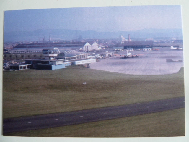 Airborne view of  terminal and apron at Renfrew Airport, 1966, new postcard - Image 1 of 1