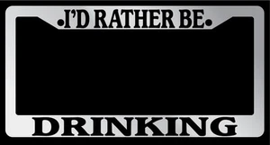 Marco de matrícula cromado "Prefiero beber" accesorio automático novedad - Imagen 1 de 1