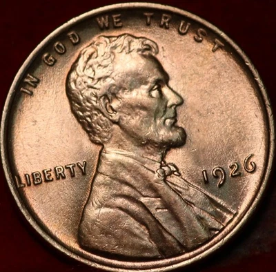 Uncirculated Red 1926 Philadelphia Mint Copper Lincoln Wheat Cent - Image 1 of 2