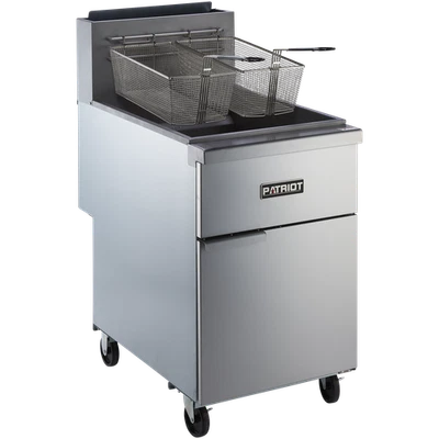 Patriot PT-F5-NG 65-70 lb. Stainless Steel Natural Gas Deep Floor Fryer 21"W - Image 1 of 4