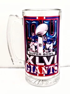 Superbowl XLVI New York Giants Large Glass Mug 2011 - Picture 1 of 5