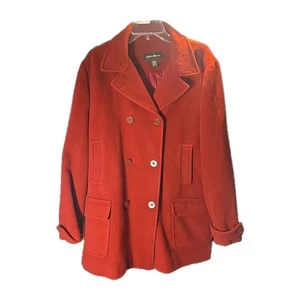 Eddie Bauer Double Breasted Wool Blend Coat Jacket Size XL Lined Winter Warm - Picture 1 of 6