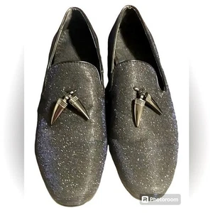 Mens Giorgio Brutini Conquest Black/Blue Glitter Loafers W/ Metal Horn Size 7.5 - Picture 1 of 9
