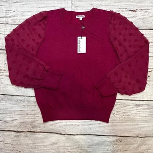 KATHY IRELAND Blouse Women's Burgundy Size L Longsleeve Knit NEW - Picture 1 of 9