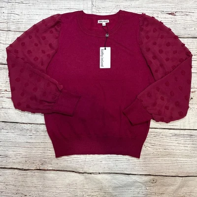 KATHY IRELAND Blouse Women's Burgundy Size L Longsleeve Knit NEW - Image 1 of 4