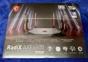 MSI RadiX GRAXE66 Black Wireless AXE6600 WiFi 6E Tri Band Gaming Router, SEALED - Picture 1 of 4