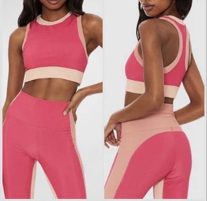 Beach riot Gwen bra top in pink tan rouge colorblock medium NWOT - Picture 1 of 5