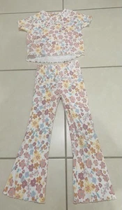 Jessica Simpson Girls Pajama Set Floral Orange Pink Size 6X - Picture 1 of 7