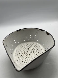 Enamel Farmhouse Vintage Triangle Corner Colander Sink Strainer Black White - Picture 1 of 10