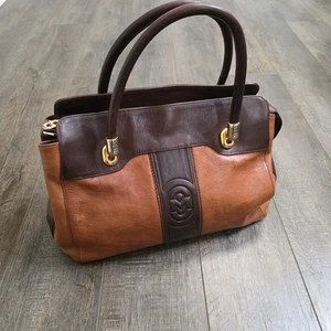 Vintage Marino Orlandi Handbag Purse Cognac Brown Italian Leather Well Made 90s - Picture 1 of 14