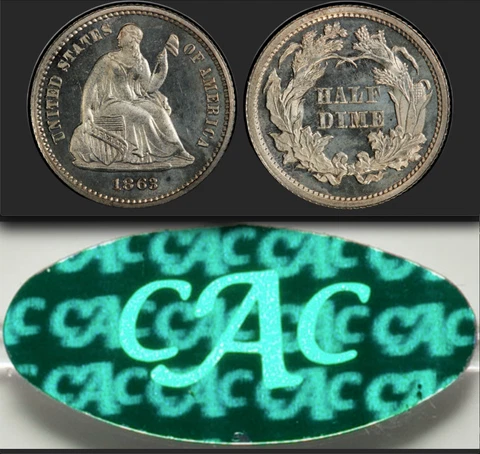 1863 NGC PR65 CAMEO CAC 18,000 Minted+ 460 Proof  KEY CIVIL WAR Seated Half Dime Cover