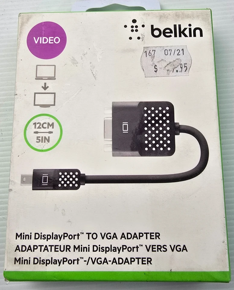 BELKIN F2CD028BT Mini DisplayPort to VGA Adapter 12cm VIDEO (NEW Genuine) - Image 1 of 2