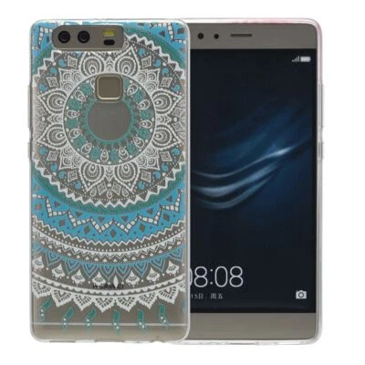 Cover Henna Per Huawei Mate 9 Custodia Protezione Silicone Bumper Etui Sole Blu - Immagine 1 di 4