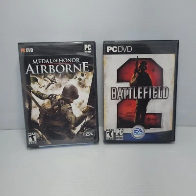 MEDAL OF HONOR ~ AEROTRANSPORTADO ~ PC DVD-ROM Juego EA y Battlefield 2 Lote de 2 Foto 1 de 4