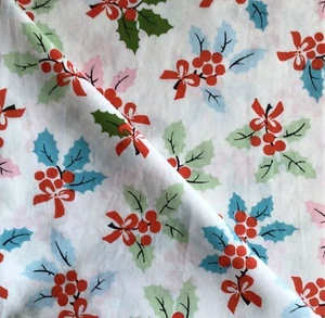 50cm x 100cm Wide Cath Kidston Christmas Holly Berries Lightweight cotton new - Picture 1 of 8