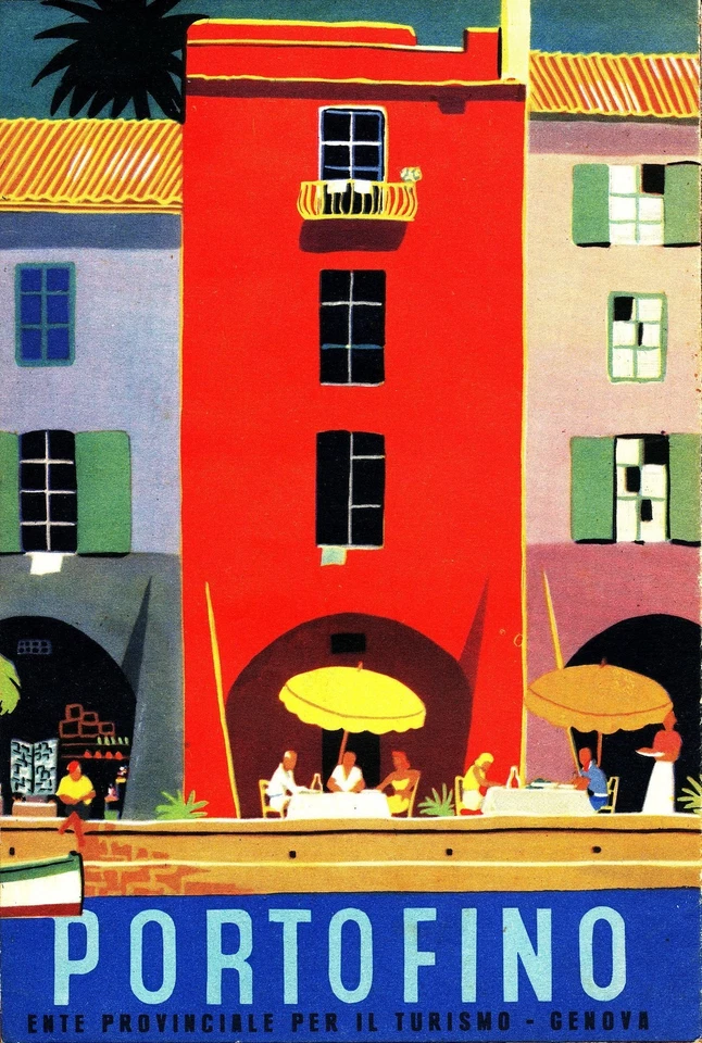 Portofino Italy  Vintage Travel Poster art painting Print on canvas poster - Image 1 of 4
