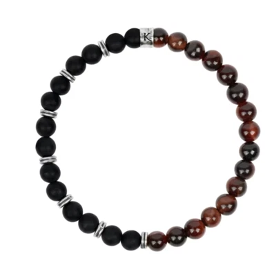 Karma & Luck Onyx Olho de Tigre Vermelho Pulseira Masculina Presente Embalado $99 MSRP - Imagem 1 de 3