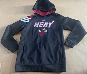 Youth Adidas NBA Miami Heat 2014 Black Sweatshirt Red&White Hoodie Size XL/18 - Picture 1 of 14