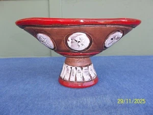 Mid Century Italian Bitossi Style Oval Footed Pedestal Bowl Brutalist - Picture 1 of 11