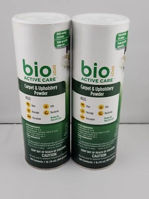 2 件 Bio Spot 活性护理地毯和内饰粉杀死蜱虫和跳蚤 16 盎司罐 — 第 1/3 张图片