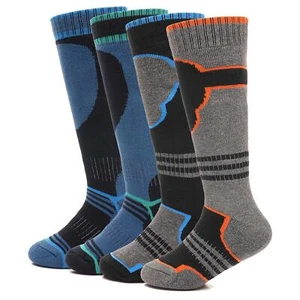 Kids Boys Thermal Ski Socks Winter 2 Pack Skiing Snowboarding Hiking Warm Socks - Picture 1 of 16